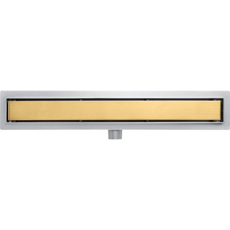 Fortifura Galeria Grille d'évacuation douche - réversible - 109.4x5.3x0.7cm - Laiton brossé (doré) (1/5)