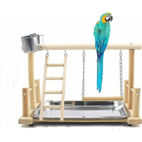 Perchoirs, échelles et mangeoires en bois pour perroquets - Accessoires pour cages de cacatoès - Aire de jeux pour oiseaux (1/5)