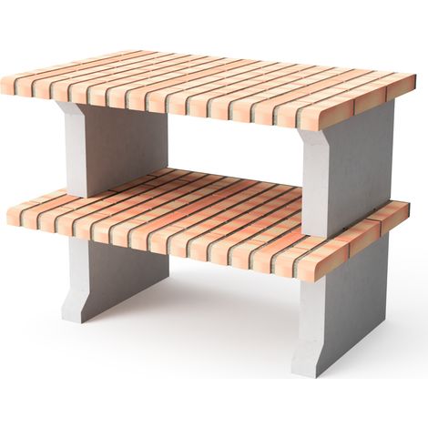 MOVELAR - Caballete lateral del módulo Madeira Plus para Barbacoa de Obra Prefabricada (Gris, naranja - 101 x 70 x 70 cm) - Uso en Exteriores (1/2)