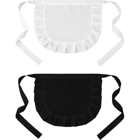Grembiule da cameriera per cosplay, grembiule sui fianchi, bianco e nero, 2 pezzi (1/5)