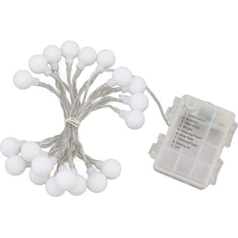Kugelförmige LED-Lichterkette, 8 Modi, Timer, 20 LEDs, 2 Meter, wasserdicht, tragbar, dimmbar, dekorative Lichterkette (1/5)