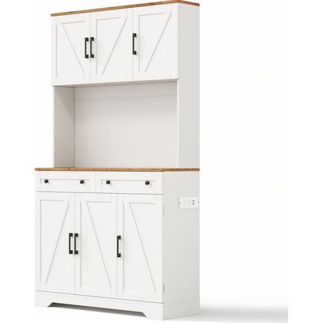Credenza cucina alta con LED RGB, prese e organizer estraibile 100 x 40 x 180 cm MDF HOMVRA (1/5)