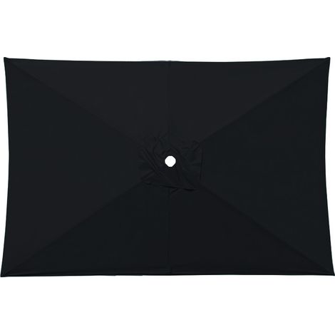 Ersatz-Sonnenschirm, rechteckiger Garten-Sonnenschirm, 3 x 2 m, kompatibel mit 6 Streben (schwarz)