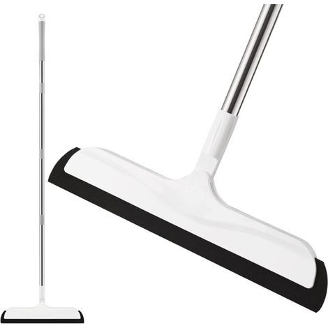 Floor Squeegee with Telescopic Handle (126 cm), Foam Broom for Water Cleaning, Shower Floor Brush, Bathroom, Kitchen, Pet Hair
