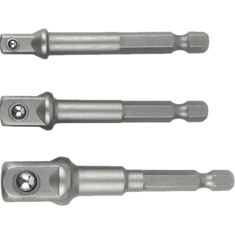 3-teiliges Steckschlüssel-Adapter-Set mit Sechskantschaft, Vierkantkopf und Verlängerung für Elektroschrauber (1/5)