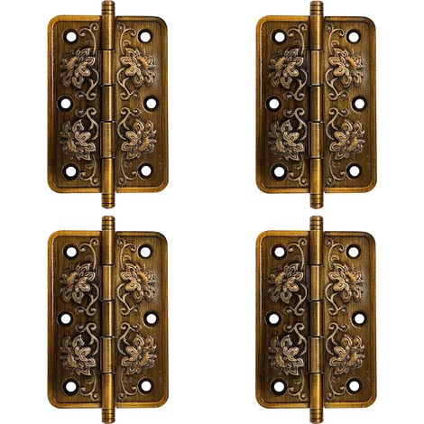 CCYKXA Antique Hinges - Vintage Cupboard Door Hinge - Decorative Hinge - Antique Brass Hinge, For decorating cabinets, wooden doors, bookcases (1/5)