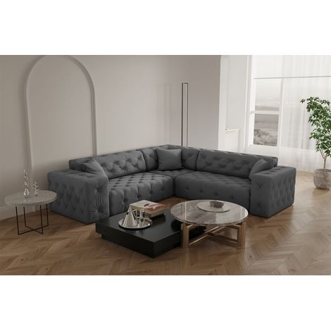 Ecksofa Designersofa CHANTAL in Stoff Opera Velvet Grau Seite Universal (1/5)