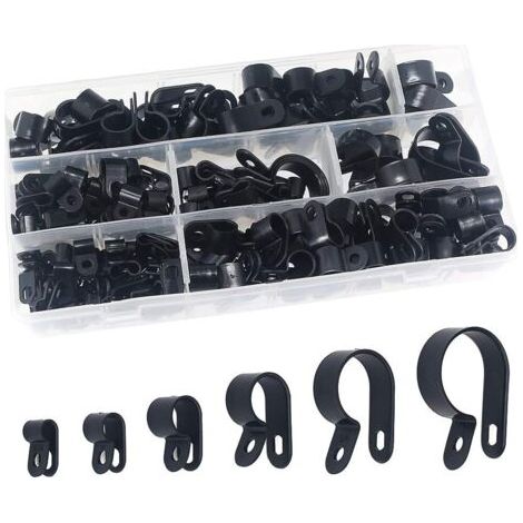 Pinces en plastique en nylon 200 pièces - Attaches pour conduits, câbles, gaines et gaines Ø 5/6/10/13/19/23mm