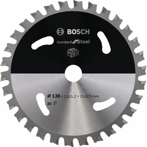 Bosch Professional Disco de sierra circular Standard for Steel (acero, 136 x 15,875 x 1,6 mm, 30 dientes, accesorio de sierra circular sin cable)