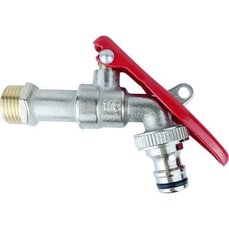 Brass outdoor tap with locking mechanism - 3/4" quick-release anti-theft red water tap for garden hose (1/3)