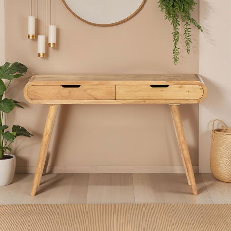 Console 120x30x76cm en acacia avec 2 tiroirs
