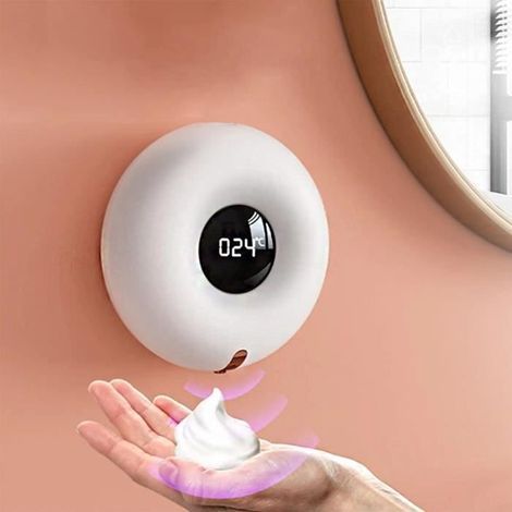 Automatischer Seifenspender mit USB-Aufladung, wandmontierter Schaumseifenspender, wasserdichter Desinfektionsmittelspender (300 ml) (1/4)