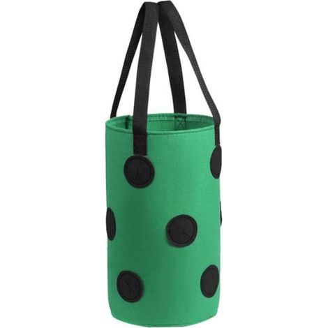 Sac de Plante Suspendu, Sac de Culture Fraises, Conteneur en Tissu Respirant 13 Trous avec poignées pour Fruits Fleurs Légumes Vert (1/5)