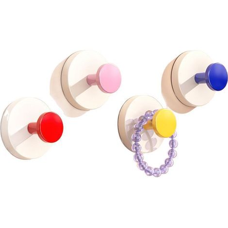 4-teiliges Haken-Set für Badezimmer, Garderobe, geeignet für Bad, Küche, Wohnzimmer, Toilette, Vakuum-Adsorption, kein Bohren erforderlich (1/4)