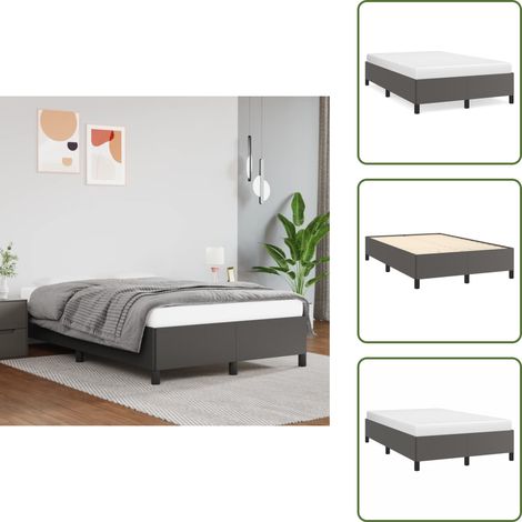 The Living Store Bettgestell ohne Matratze Grau 120x190 cm Kunstleder - Bettrahmen - Schlafzimmermöbel - Kunstlederbett - Doppelbett - Boxspringbetten (1/5)