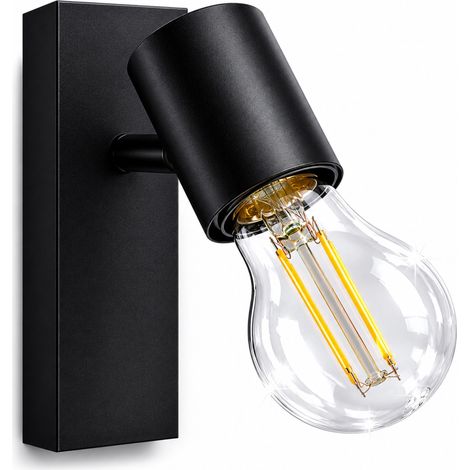 Lampada da parete LED Faretto da soffitto Applique mobile Spot E27 GLASA Nero Lumiled (1/5)