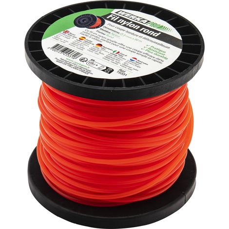 Werka Pro – Fil nylon rond 50m Ø 2,4 mm – Pour débroussailleuse – Couleur orange – Coupe nette sans éclat