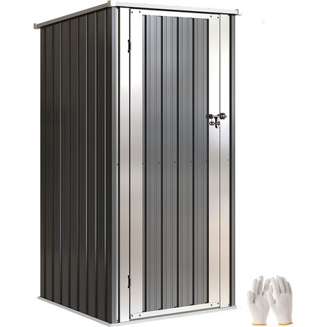 Gartenhaus/Schrank 0,69 m², anthrazitgrau, 83 x 89 x 163 cm, Schrägdach, abschließbare Tür, stabile Stützstreben. Kompakte und sichere Aufbewahrungsmöglichkeit im Freien.