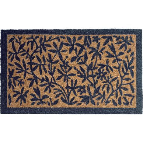 Felpudo de fibra de coco antideslizante 45 x 75 cm con dorso de PVC motivo hojas natural Nunivak