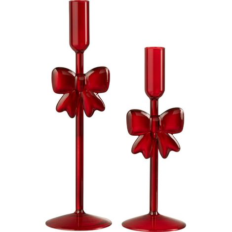 Lot de 2 Chandeliers Design "Nœud" 27cm Rouge (1/3)