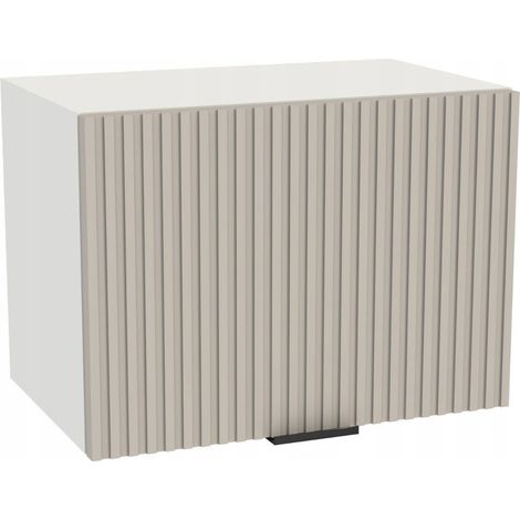 Oberschrank mit Dunstabzugshaube 50/36 Vigo Weiß, geriffelte Front, Kaschmir Matt (1/3)