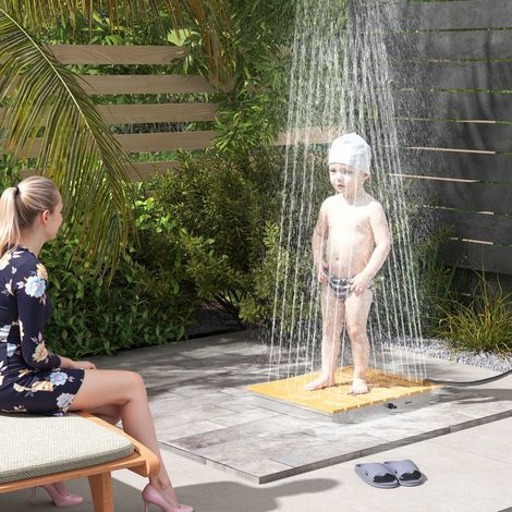 Ducha de Jardín de Suelo 70,5x55 cm con Chorro hasta 4 m con Estructura de Aluminio Resistente a los Rayos UV