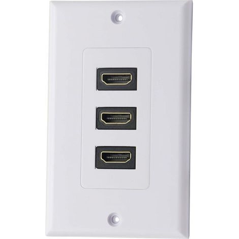 3 Port HDMI 2.0 Plaque murale Composant HDMI Composant Composite Audio Prise de montage murale, Support 4K 60Hz 1080P Parfait pour projecteur et cinéma maison blanc (3 HDMI) (1/4)