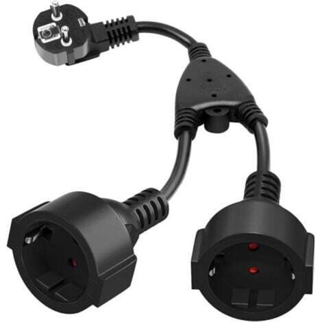 Prise double, rallonge avec 2 prises Schuko 16A/250V/max 3680W Adaptateur de prise 2 en 1 Distribution 2 voies Prise double IP44 (1/5)