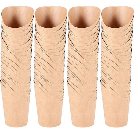 100 porte-gobelets jetables en papier kraft pour desserts à emporter, 300 ml (brun) (1/5)