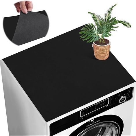 Housse Machine a Laver Dessus Tapis Lave Linge 60x60cm Couverture de Protection Antidérapant Tapis Couvre Seche Linge Impermeable pour Buanderie Plan de Travail de Cuisine (Noir) (1/5)