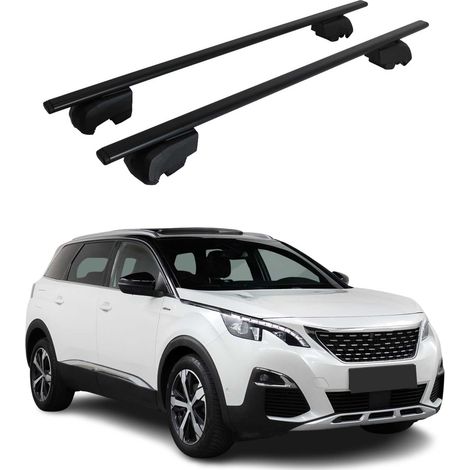 OMAC Barres de toit pour Peugeot 5008 II 2017-2024 – City Crash tested – ISO PAS 11154:2006 – Antivol inclus – Charge max 75 kg – 2 barres Noir (1/4)