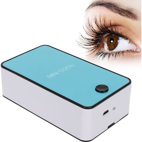 Ventilateur sans pales portable pour greffe de cils, sèche-cils, mini climatiseur, chargement USB, bleu (1/5)