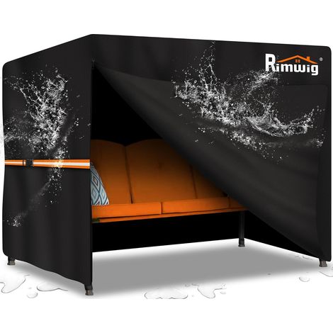 Housse de protection pour balancelle de jardin, imperméable, résistante, 2 places, pour extérieur, anti-vent, anti-UV, housse pour hamac de jardin (175 x 125 x 160 cm), noir (1/5)