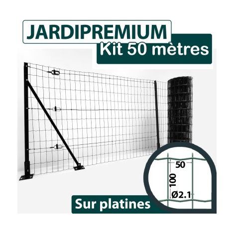 Kit Grillage Soudé sur Platines Gris Anthracite 50M - JARDIPREMIUM - Maille 100x50mm - 1,50 mètre (1/4)