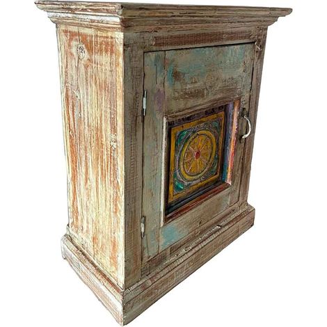Mesita de Madera acabado artesanal marrón 56x28x68 (1/4)