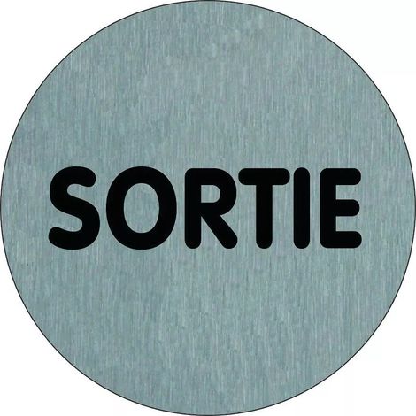 Plaque de porte Sortie (texte) - Aluminium brosse Ø75mm - 4383255
