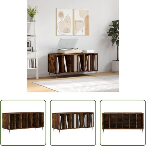 Rangement vinyle - Armoire à disques chêne fumé 100x38x48 cm bois d'ingénierie (1/5)