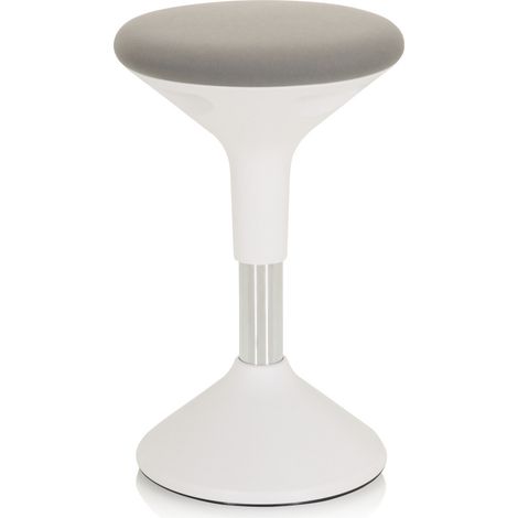[NEUWERTIG] B-Ware Hjh Office Stehhocker Stehhilfe Hocker Balance Sit Ii W Stoff Weiß Grau