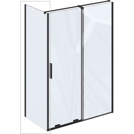 Ravak Roll - Duschwand 90x195 cm, schwarz/Klarglas X90V70300Z1 (1/3)