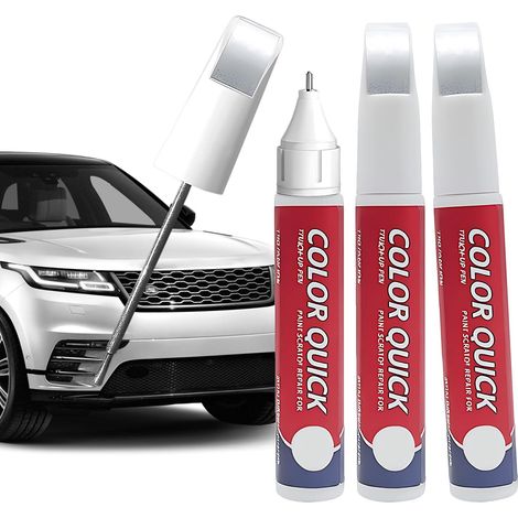 Set di 3 pennarelli per ritocco vernice argento, pennarelli per vernice automobilistica, riparazione graffi, vernice 2 in 1 per graffi, copertura perfetta e asciugatura rapida, brillante (1/5)