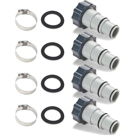 4er-Pack Ersatz-Schlauchadapter mit Gewinde und Klemme für Intex-Poolfilterpumpen, Chlorgeneratoren und Salzwassersysteme (1/5)