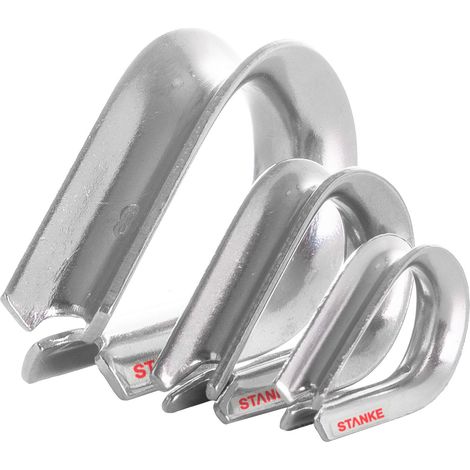 Seilwerk STANKE 10x Cosse-cèur d’acier inoxydable 3mm pour câble d’acier, corde naturelle et synthétique
