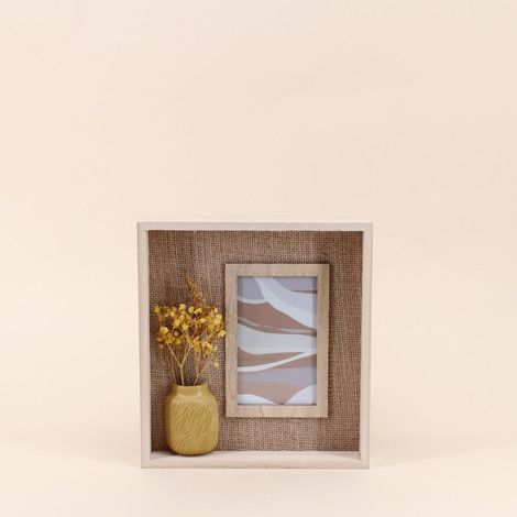 Cadre photo avec fleurs sécheés 24x22cm (1/5)