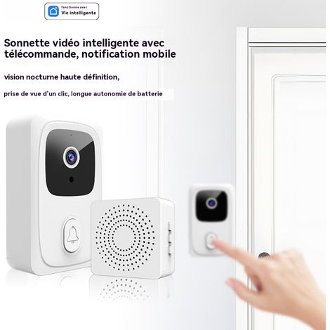 Sonnette vidéo intelligente Tuya, caméra de surveillance WiFi avec interphone vidéo, vision nocturne HD et autonomie longue durée (1/5)