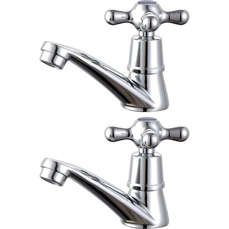 Robinet pour lavabo， 1 paire de robinets de lavabo chaud et froid pour lavabo de salle de bain