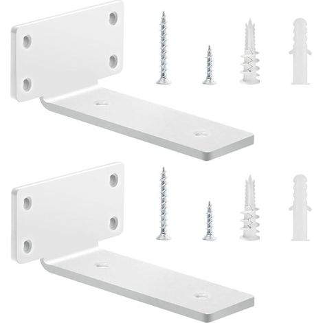 GDHZS-Lot de 2 Supports d'étagère Flottants de 15cm, Supportsd'étagère Robustes pour Étagères, Supports D'Étagère Industriels Avec Vis Assorties Équerre Étagère, Capacité de Charge de 75 Kg (Blanc) (1/5)
