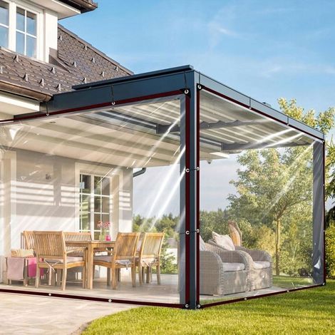 Bâche transparente extérieure - ROSNEK - 2x3m - Anti-déchirure - Œillets tous les 1 m - Ourlets double couture (1/5)