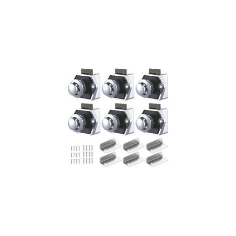 Lot de 6 loquets à bouton-poussoir en alliage de zinc – Verrouillage sans clé pour portes et tiroirs de 15 à 20 mm d'épaisseur (1/4)