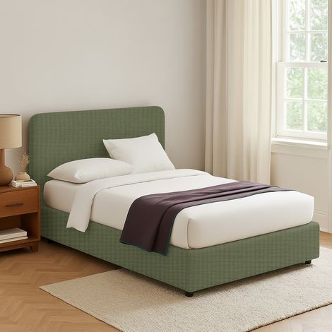 Letto Piazza e Mezza Telford, Sfoderabile, Contenitore Made in Italy, Verde (1/5)