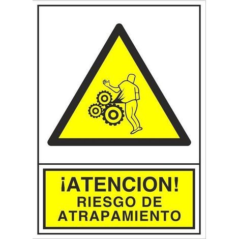 señal 399 adhesiva 105x74''r.atrapamient'' ­atencion riesgo de atrapamiento